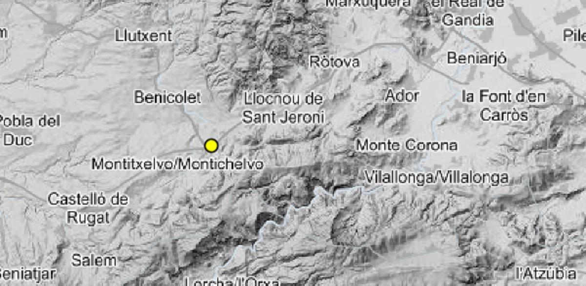 El punto en el que se detectó el terremoto de este martes.