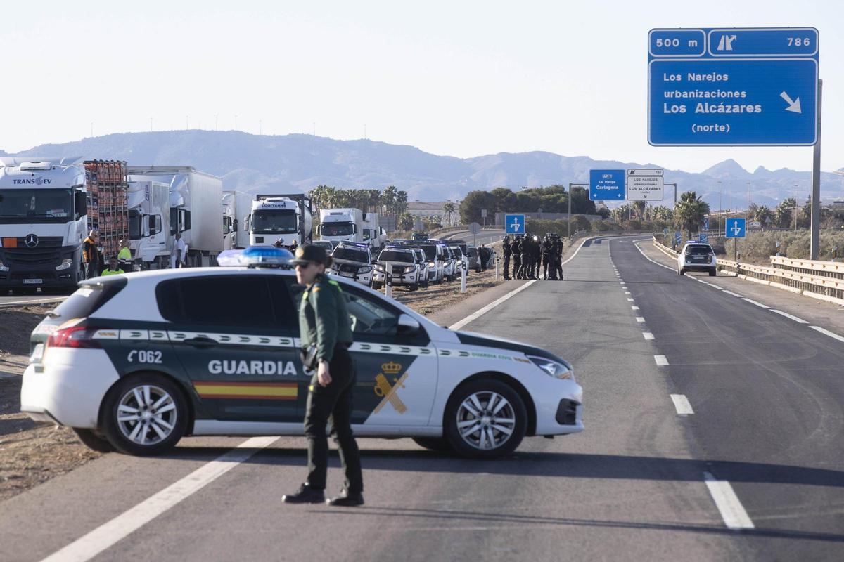 Las protestas, en la AP-7, en Murcia