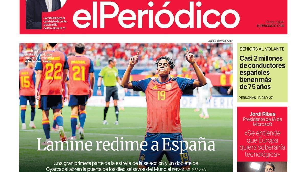 La portada de EL PERIÓDICO del 22 de junio de 2026