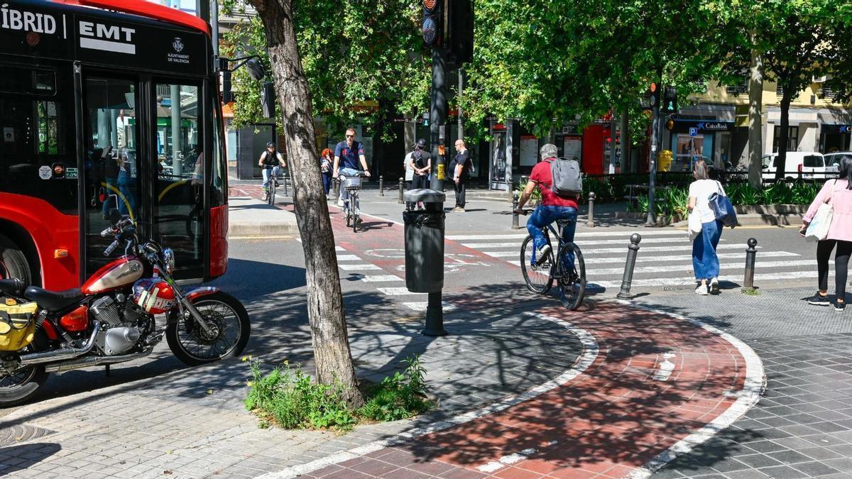 Carril bici de la avenida de la Plata en València.