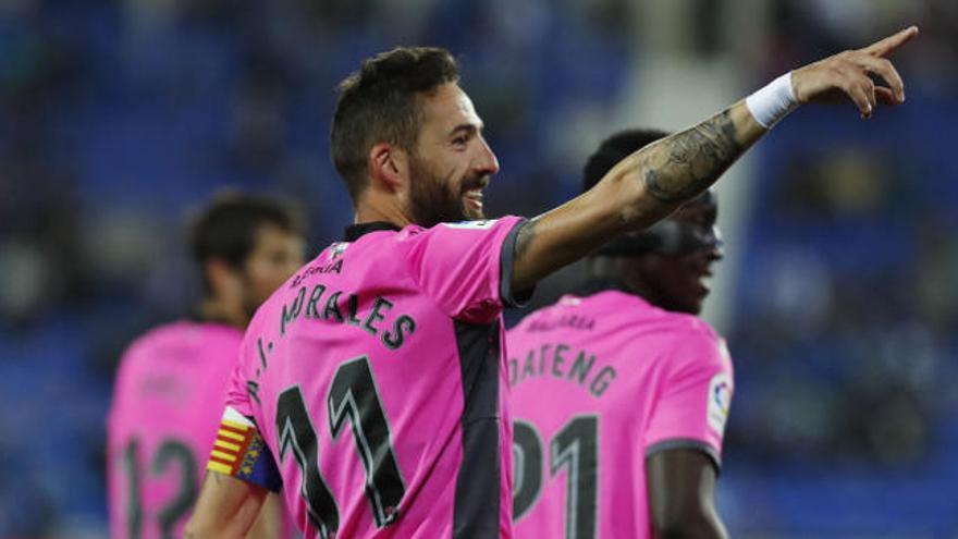 Morales celebra su gol en Leganés.