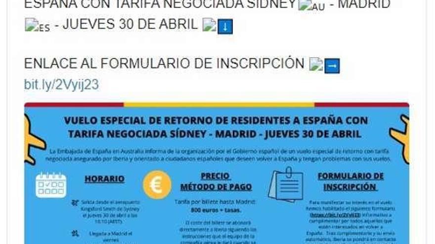 El anuncio realizado por el Gobierno de España, vía Twitter. // FdV