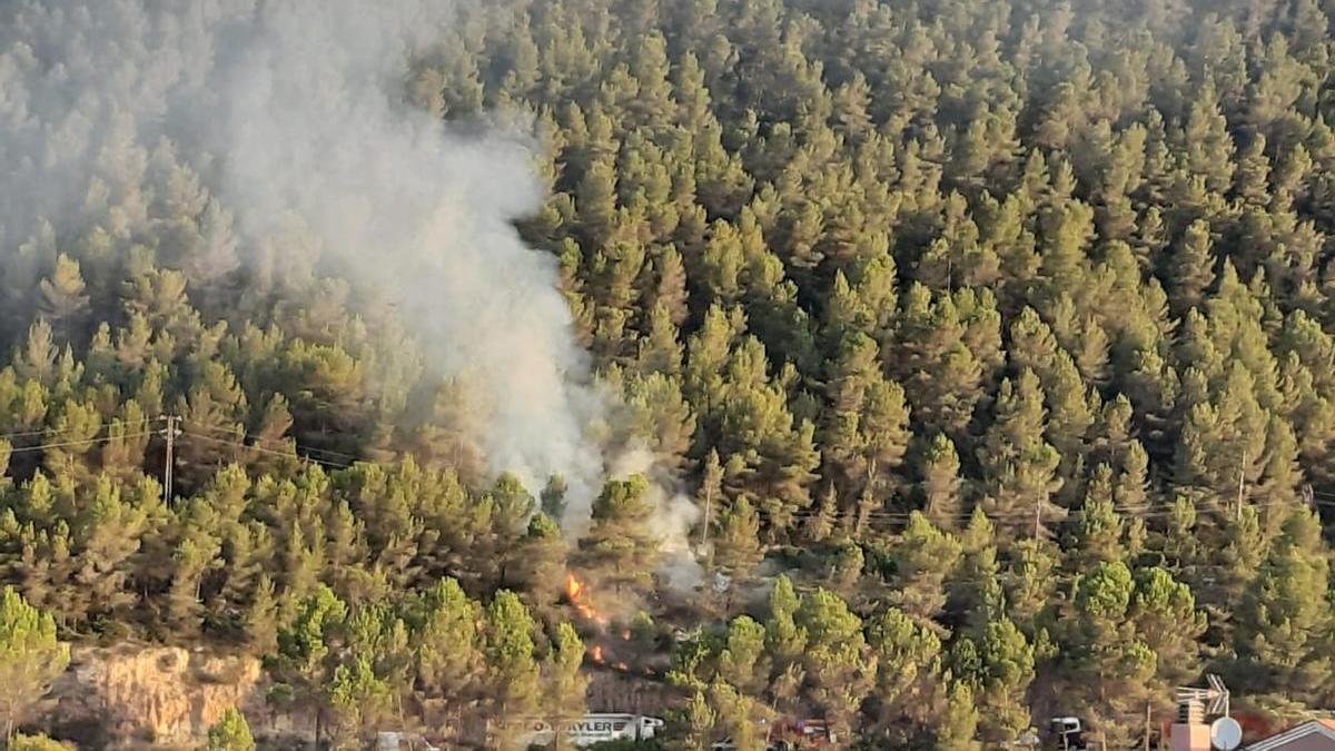 Imatge del petit foc que ha tingut lloc al costat de la C-55