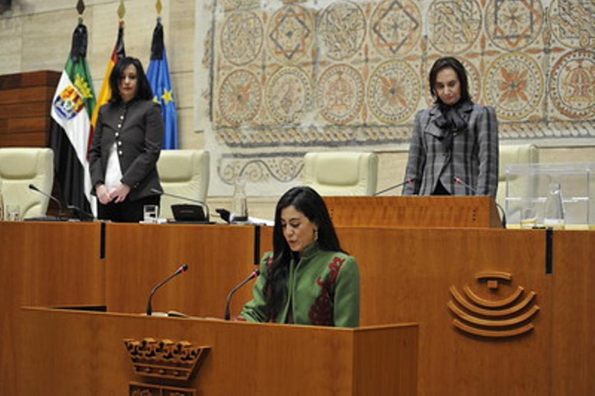 Zulema Romero, durante una intervención en la Asamblea de Extremadura.