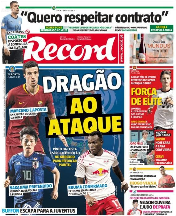 Portada RECORD miércoles 26 de junio de 2019