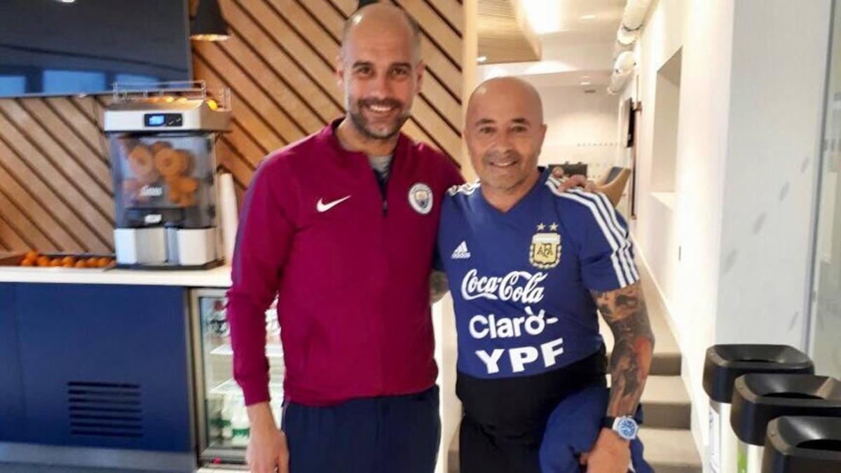 Guardiola y Sampaoli, juntos en Manchester