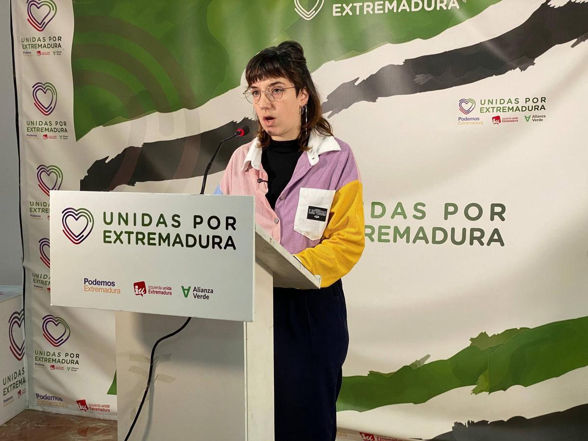 La coportavoz de Unidas por Extremadura, Nerea Fernández.