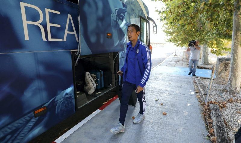 El Real Zaragoza parte hacia Gijón para el encuentro de mañana