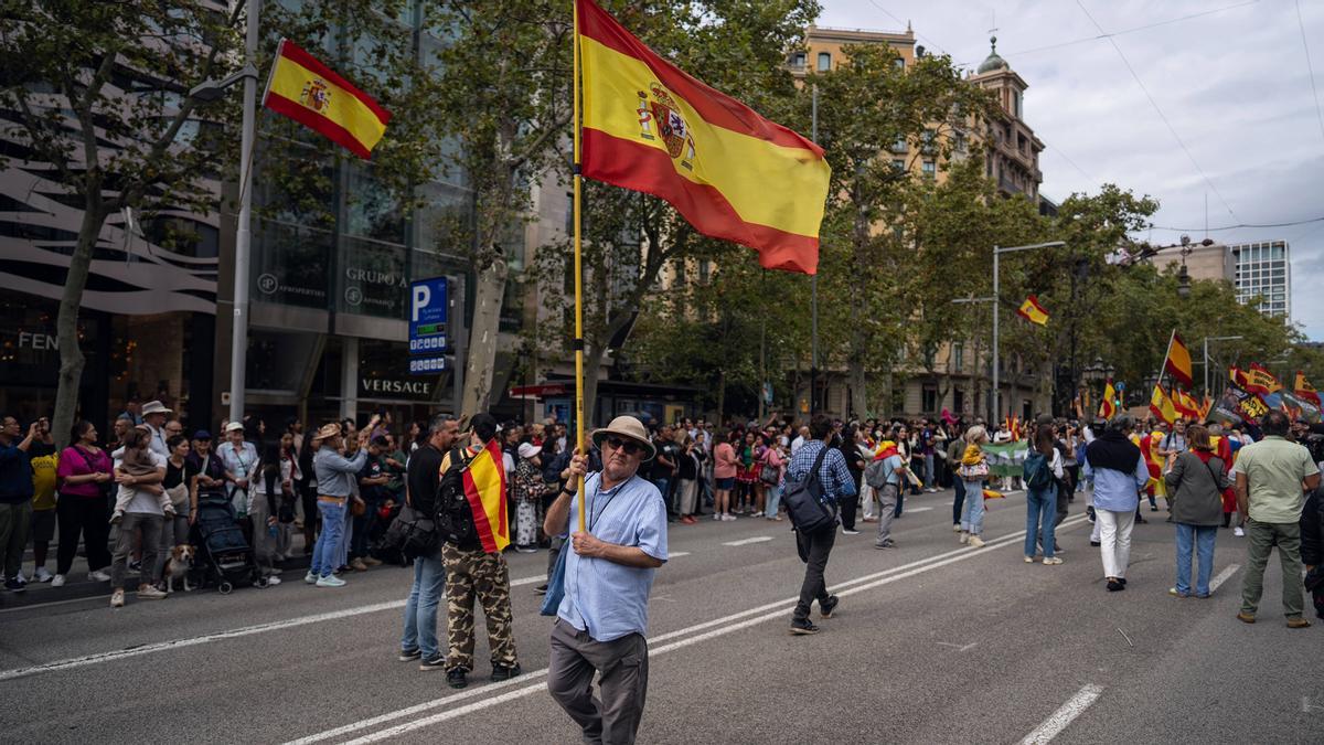 Manifestación por el 12-O, Día de la Hispanidad, en Barcelona