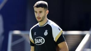 Joan García, en un entrenamiento del Espanyol.