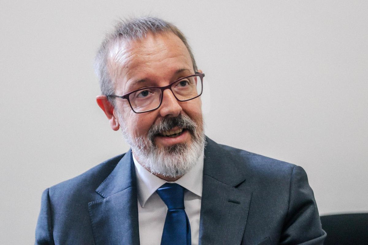 El presidente de la Audiencia Provincial, Gabriel Oliver Koppen, durante la entrevista.