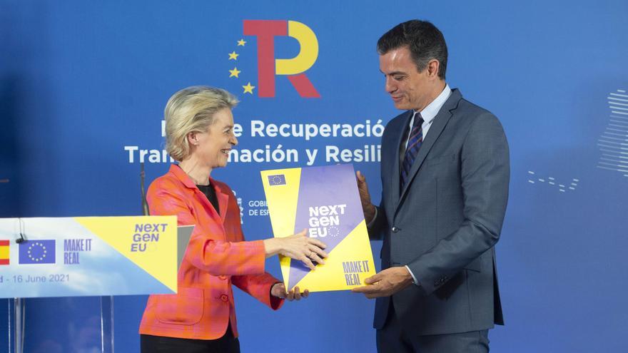 Von der Leyen 'da luz verde' en Madrid a la llegada de los fondos europeos a España.