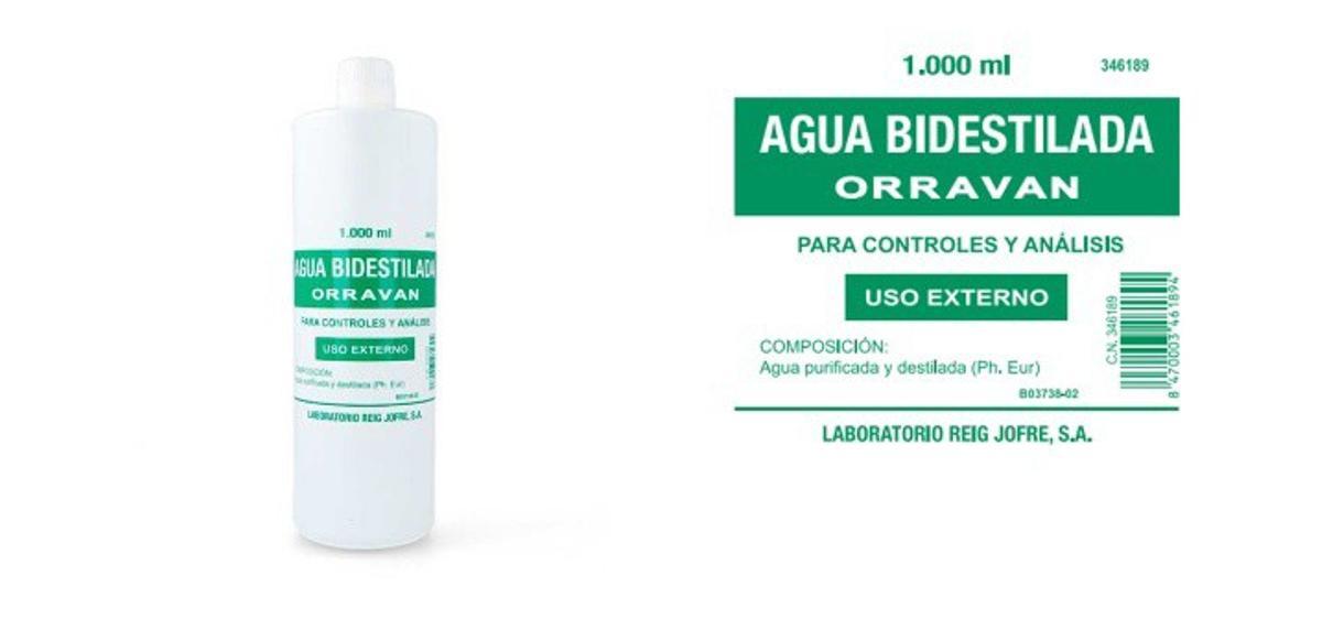 La AEMPS informa del cese de comercialización y de uso del producto Agua 'Bidestilada Orravan' por contaminación