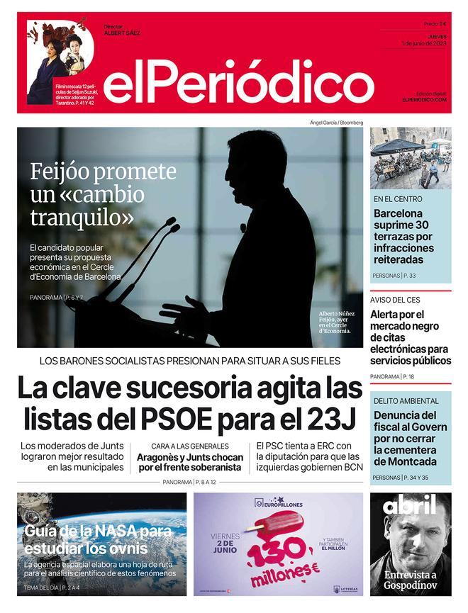 La portada d’EL PERIÓDICO de l’1 de juny del 2023