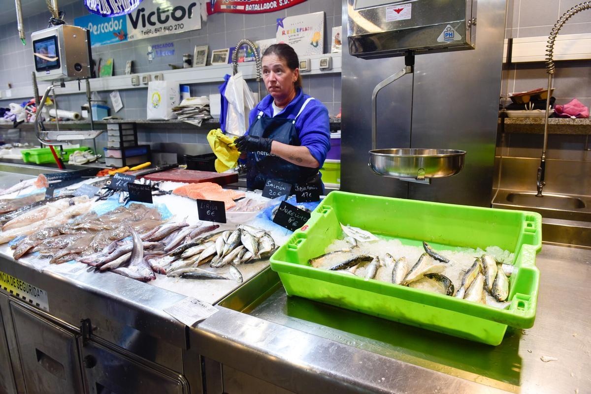 Venta de sardinas en la plaza de Lugo a dos semanas de San Juan Venta de sardinas en la plaza de Lugo a dos semanas de San Juan