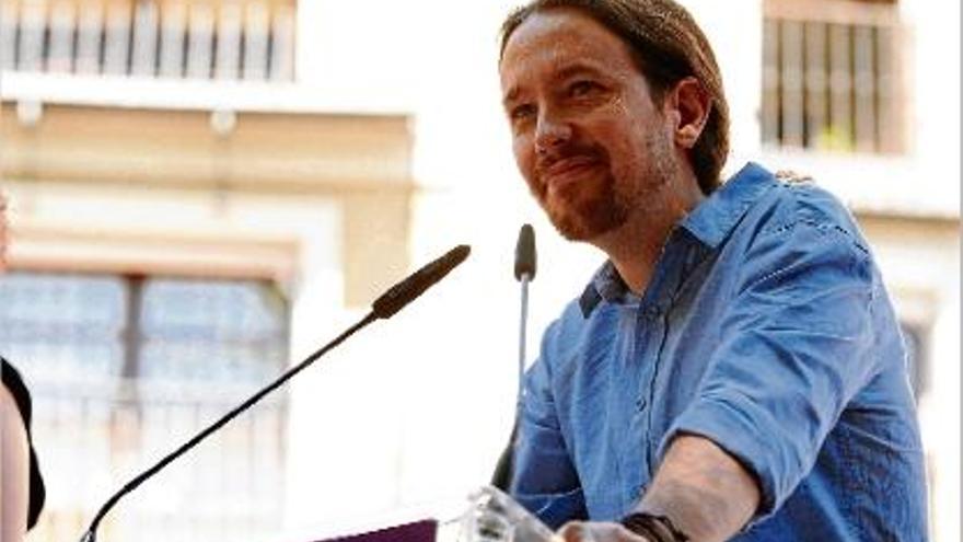 El líder de Podem, Pablo Iglesias, ahir a Toledo.