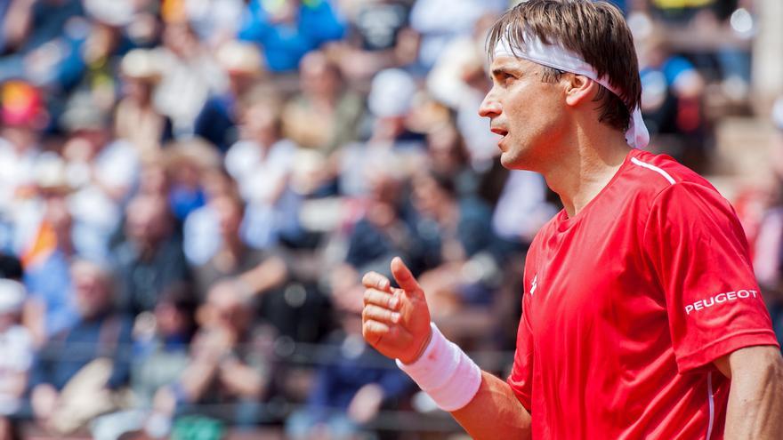 David Ferrer durante un partido con España en la Copa Davis de 2018.