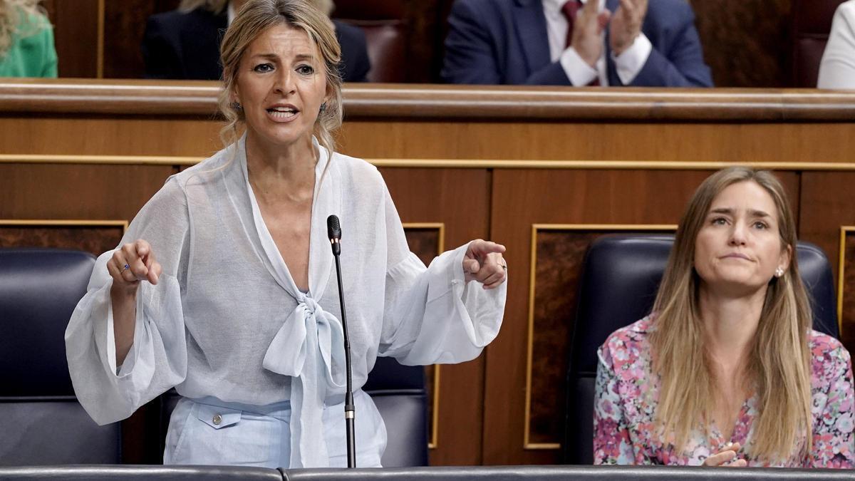 Yolanda Díaz y Sara Aagesen. Sesión de control al Gobierno en el Congreso de los Diputados.