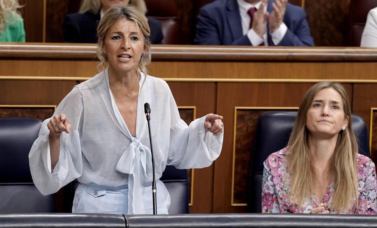 Yolanda Díaz y Sara Aagesen. Sesión de control al Gobierno en el Congreso de los Diputados.
