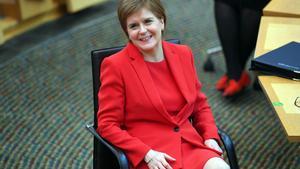 La ministra principal de Escocia, Nicola Sturgeon , el pasado jueves en el Parlamento de escocés, en Edimburgo.