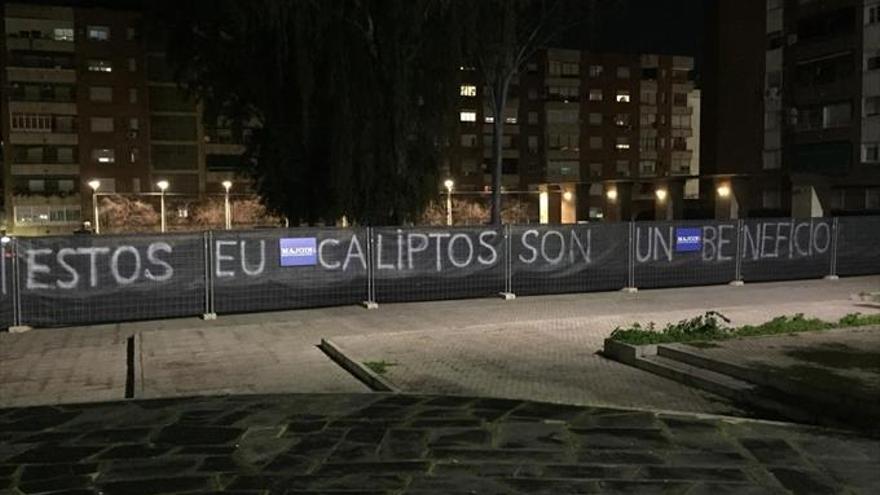 Pintada a favor de que se conserven los eucaliptos en El Pirulo