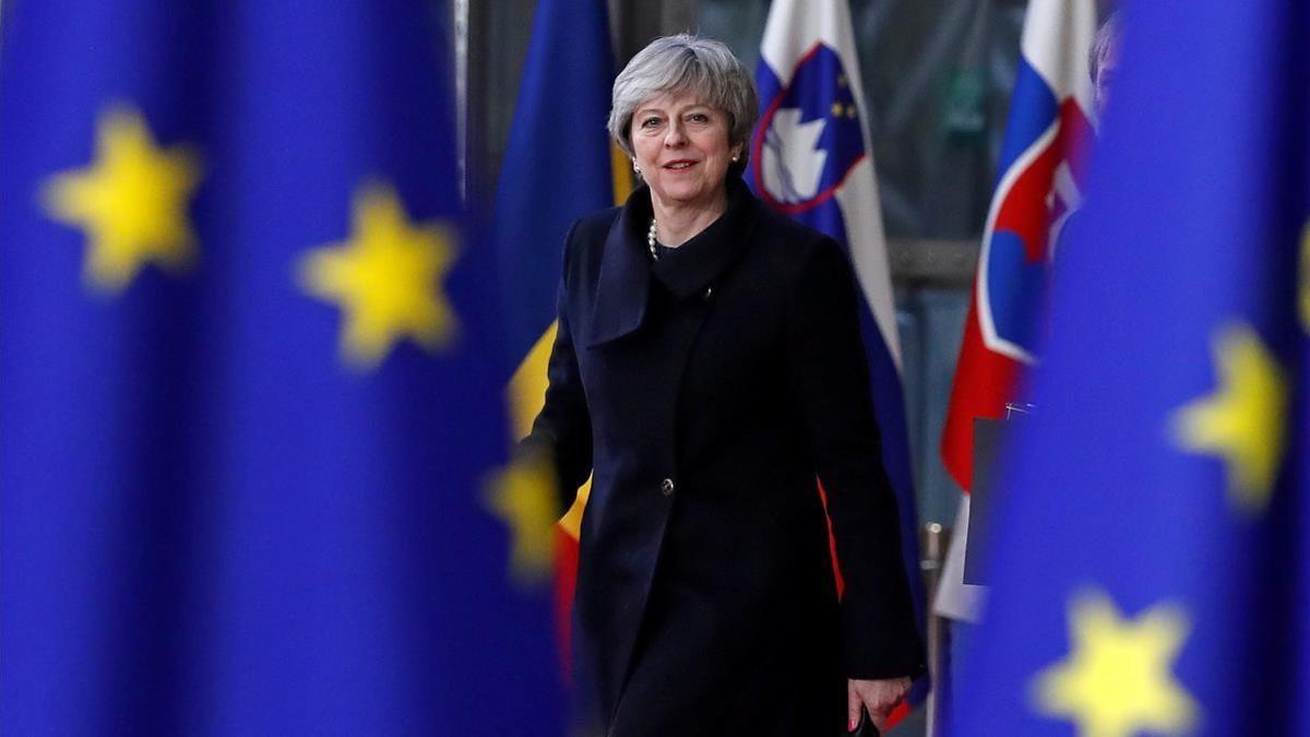 Theresa May, a su llegada a la cumbre de la UE en Bruselas, el 14 de diciembre.