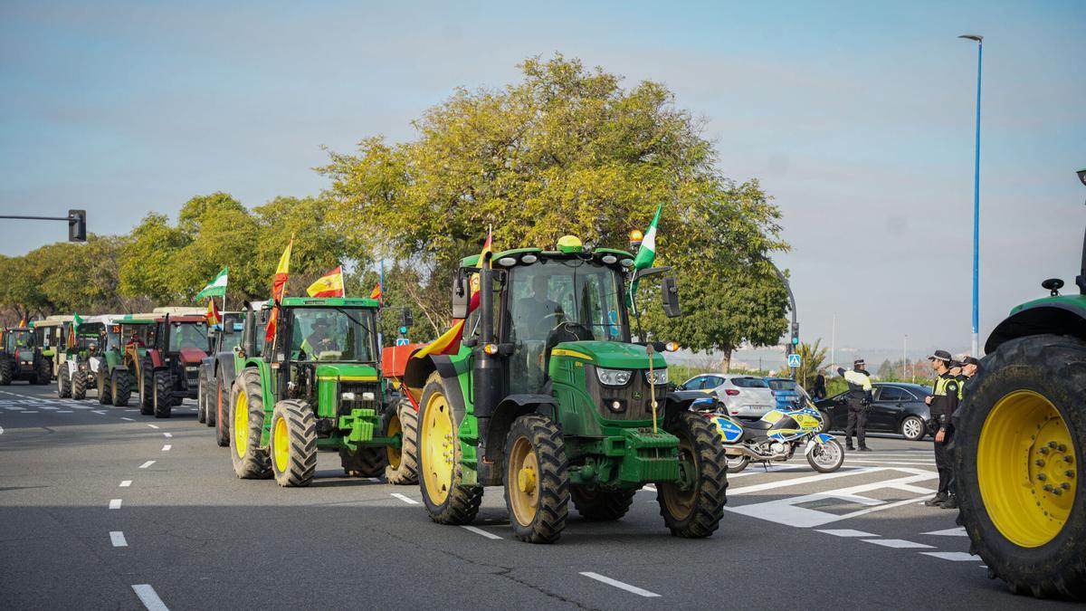 Imagen de archivo de la última tractorada en Sevilla.