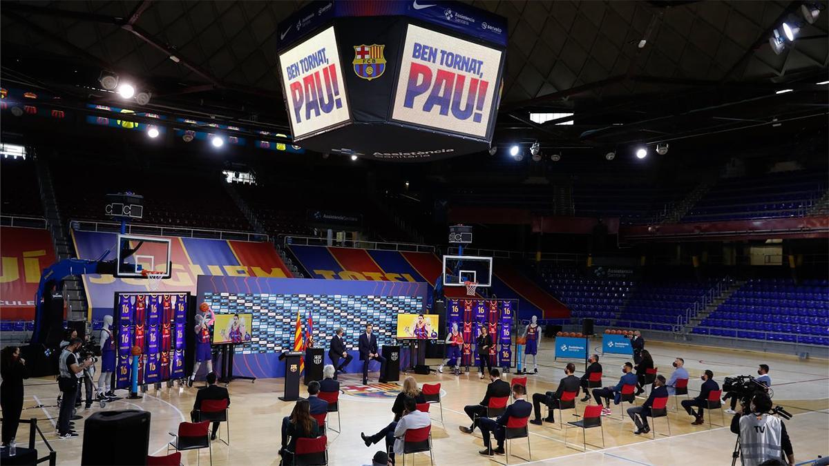 Pau Gasol, en su presentación con el Barça en el Palau