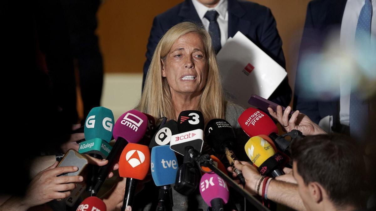 La consejera de Economía y Hacienda de la Comunidad de Madrid, Rocío Albert, a su salida del Consejo de Política Fiscal y Financiera.