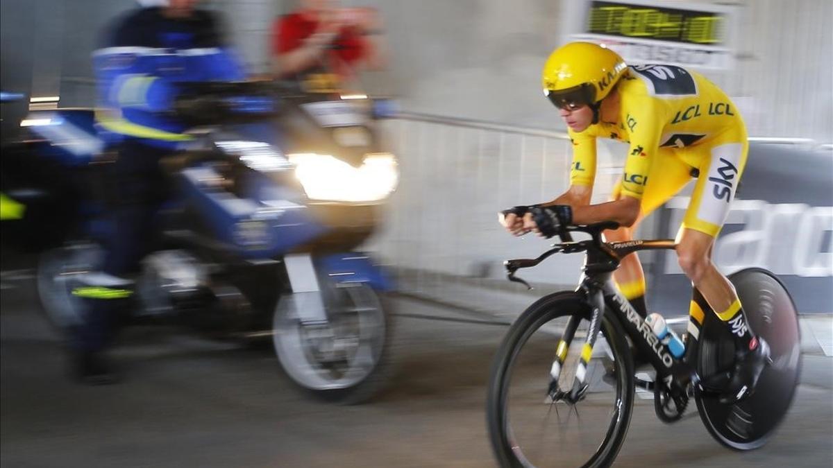 Chris Froome, durante la contrarreloj de Marsella