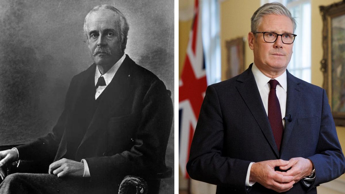 Arthur Balfour y Keir Starmer