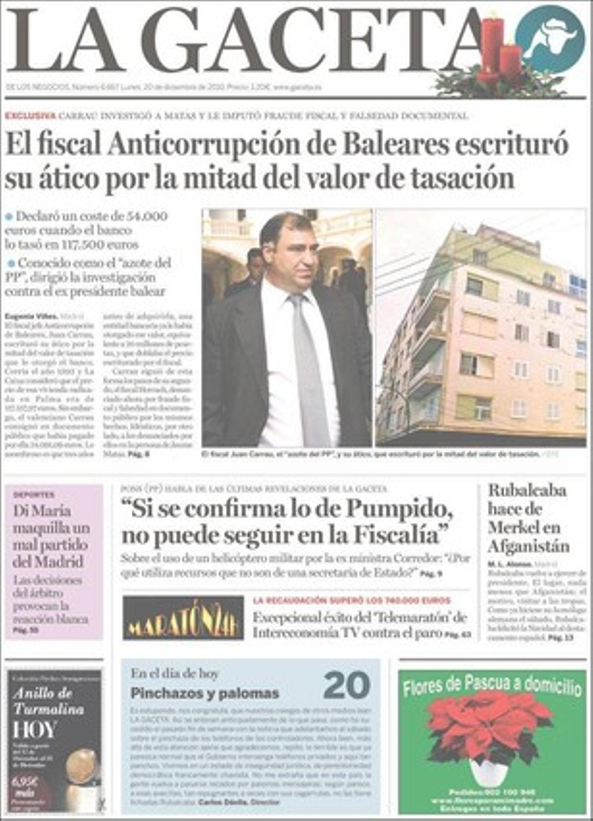 ’La Gaceta’ destaca a més que el finançament del dèficit obligarà a llançar deute per 526 milions d’euros diaris el 2011. També que internet reinventa un consum sofisticat que ignora la crisi --un de cada set espanyols compra a la xarxa--, així com unes declaracions de Friederich Schneider, professor de la Universitat de Linz: L’economia submergida és l’estabilitzador més gran que tenen a Espanya.