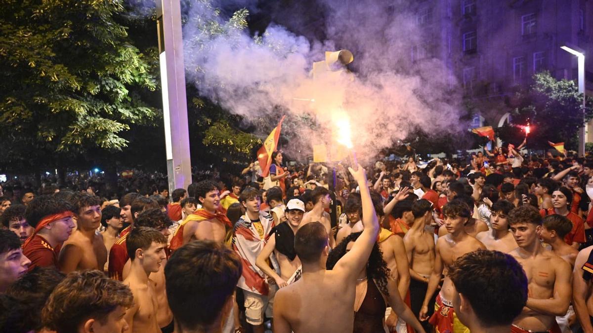 así fue la celebración del Mundial de España en la plaza de España