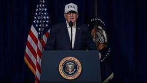 Donald Trump, en el vídeo en que ha anunciado el ataque a Irán.