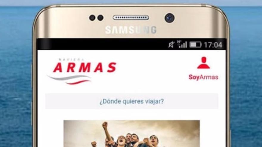 Pantalla de inicio de la nueva &#039;app&#039; de Naviera Armas.