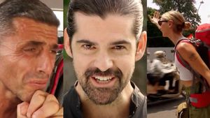 El presentador Miguel Ángel Muñoz y concursantes de Pekín Express