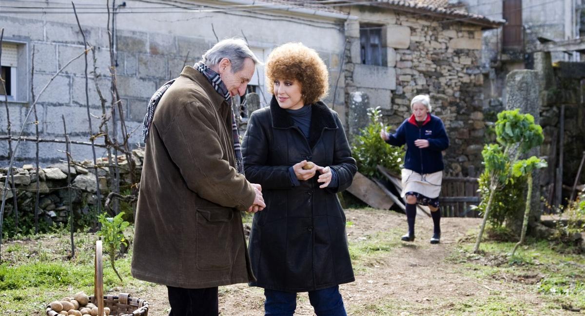 Junto a la actriz María Bouzas en el rodaje de la película gallego-mexicana "Años después" en 2010