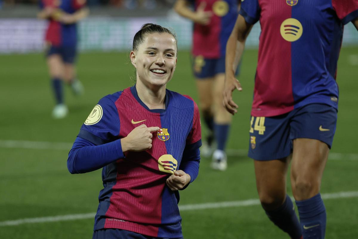 Claudia Pina, celebrando su tanto en el FC Barcelona - Atlético de Madrid