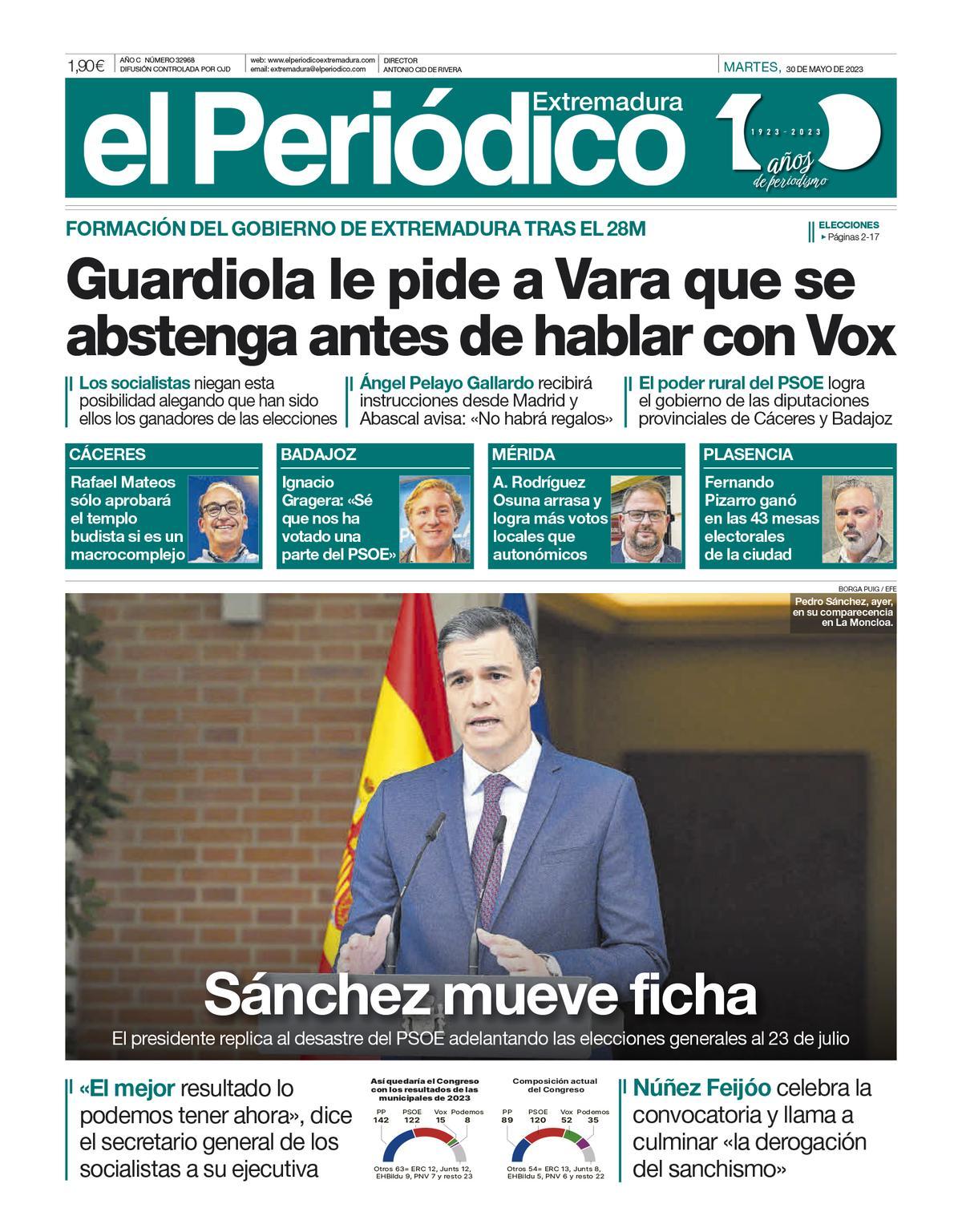 Consulta la portada correspondiente al día 30 de mayo de 2023