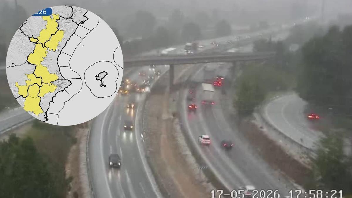 Imágenes de la A3 a la altura se Siete Aguas donde han caído 40 l/m2 en menos de una hora.
