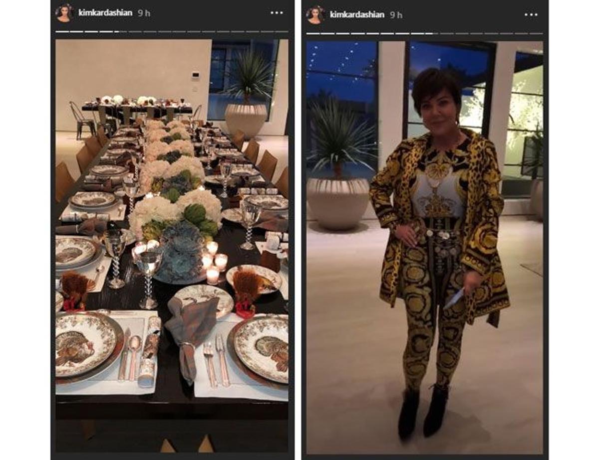 Imágenes publicadas por Kim Kardashian la noche de Acción de Gracias