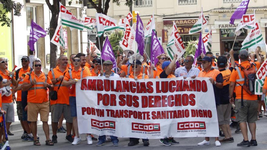 Manifestación de los trabajadores de ASM en Málaga.