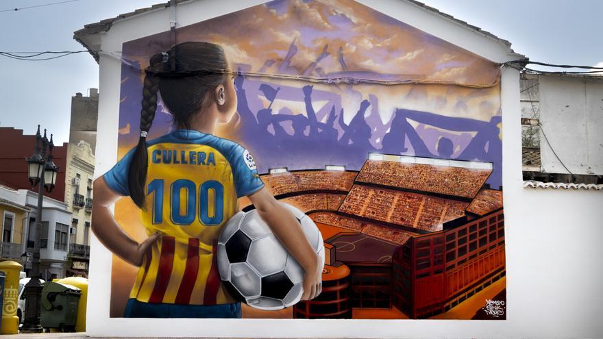 Inaugurado el mural de la Ruta de Arte Urbano del Valencia CF en Cullera