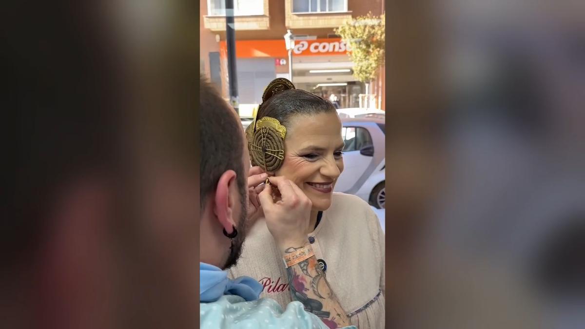 Así se transforma Pilar Bernabé en fallera