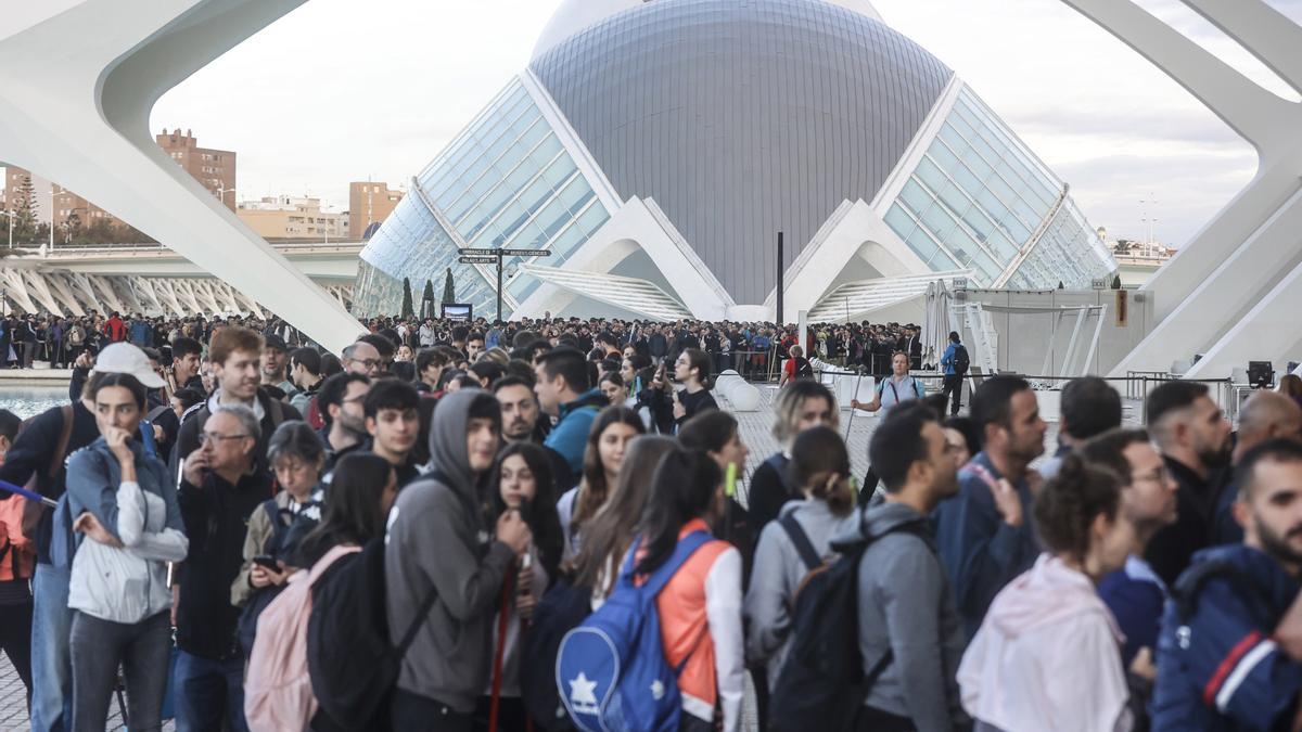 Imagen de los voluntarios que se desplazaron este sábado hasta la Ciudad de las Artes y las Ciencias de València para participar en las labores de ayuda a los afectados por la DANA.