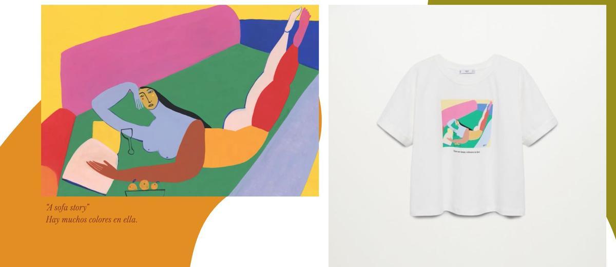 Una de las camisetas de Mango con la pintura de Ana Leovy