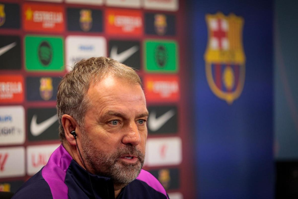 Hansi Flick, en la rueda de prensa de Sant Joan Despí.