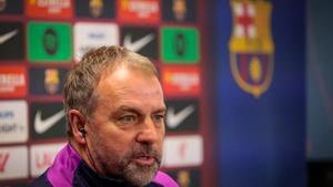 Hansi Flick, en la rueda de prensa de Sant Joan Despí.