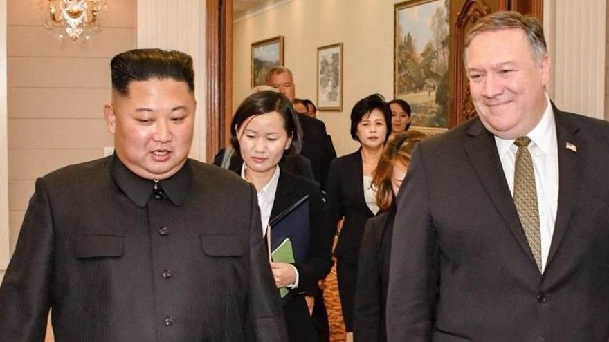 Kim Jong Un y Mike Pompeo.