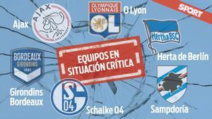 Ajax, Lyon, Hertha, Girondins, Schalcke y Sampdoria, en horas bajas